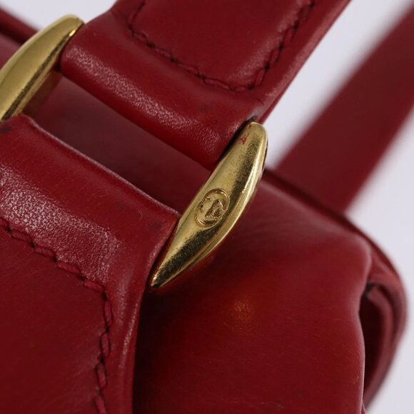 GUCCI Bamboo Shoulder Bag Leather Red Gold Auth 145209 - Picture 10 of 16